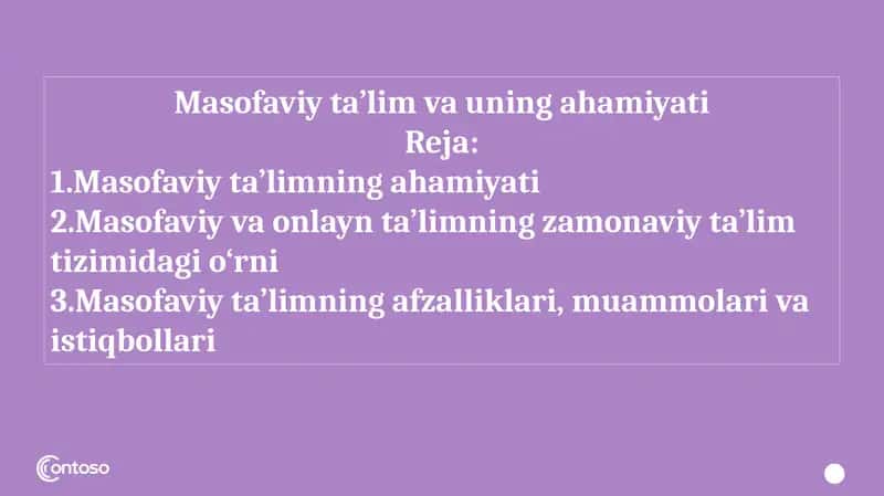 Masofaviy ta’lim va uning ahamiyati 1