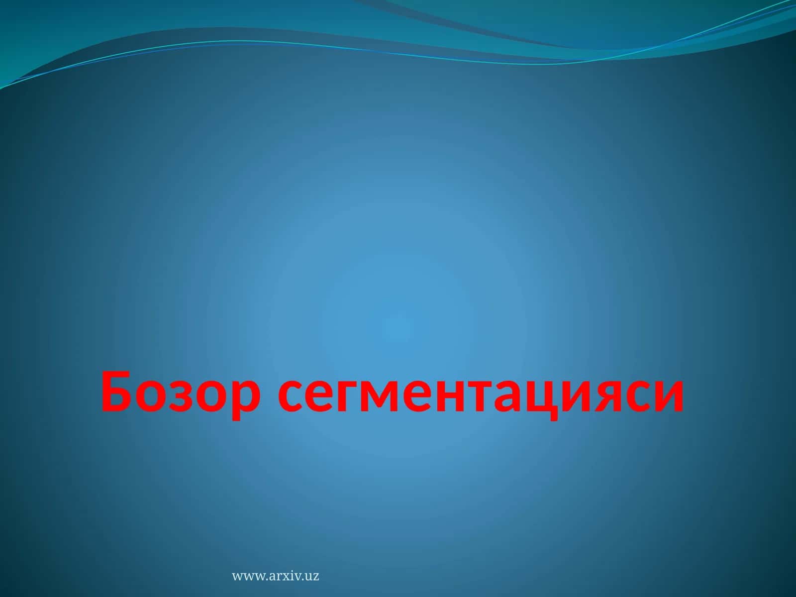 Бозор сегментацияси 1
