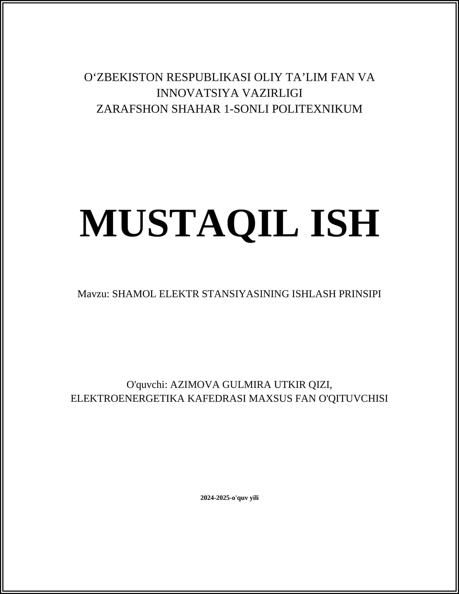 SHAMOL ELEKTR STANSIYASINING ISHLASH PRINSIPI 1