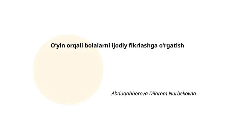 Ijodiy oʻyinlar 1