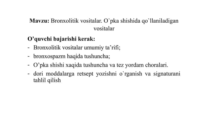 Bronxolitik vositalar 1