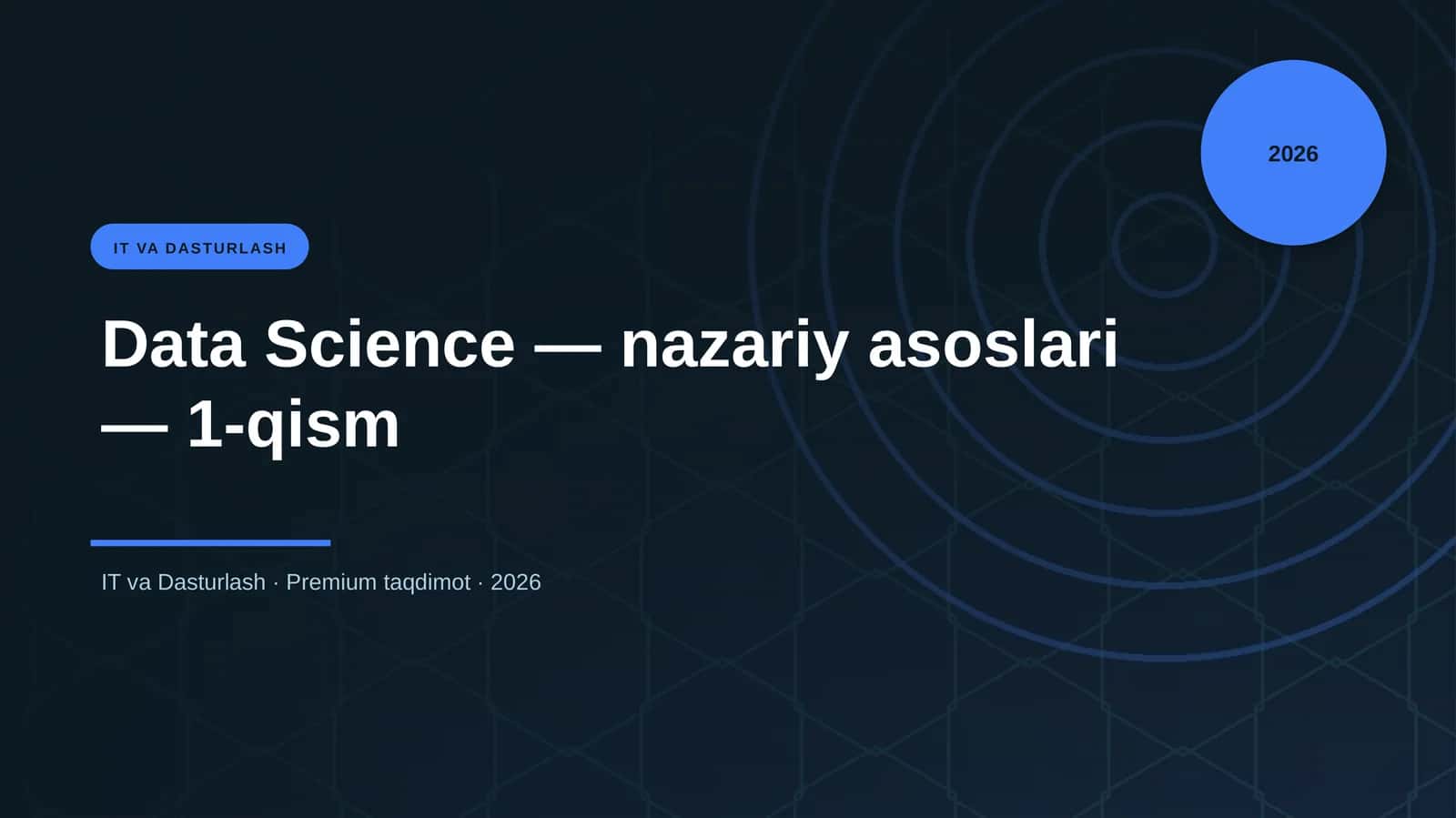 Data Science — nazariy asoslari — 1-qism 1