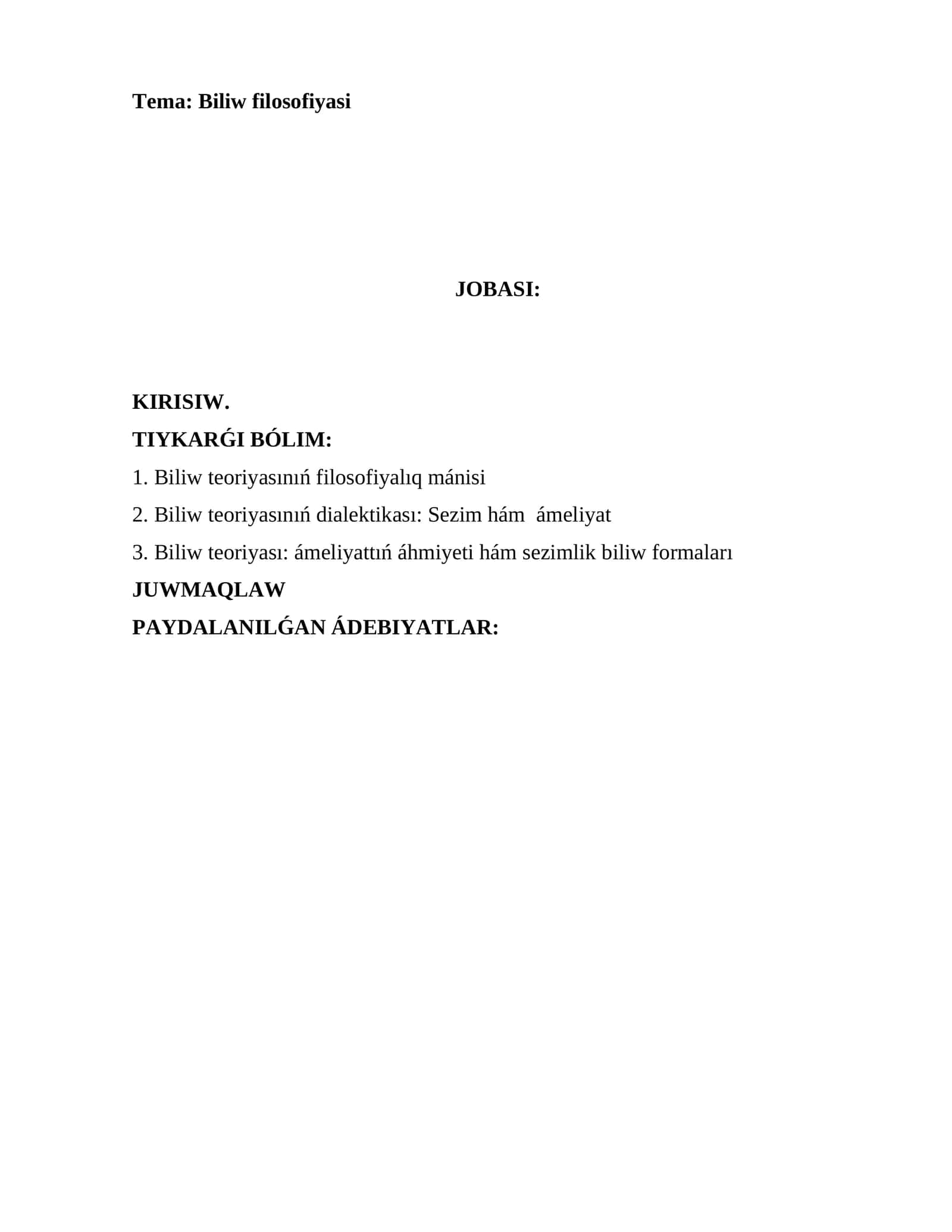 Biliw filosofiyasi 1