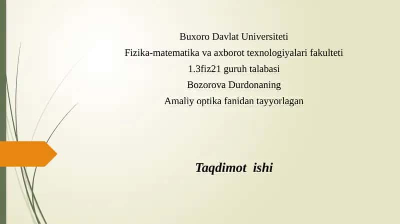 Amaliy optika fanidan tayyorlagan 1