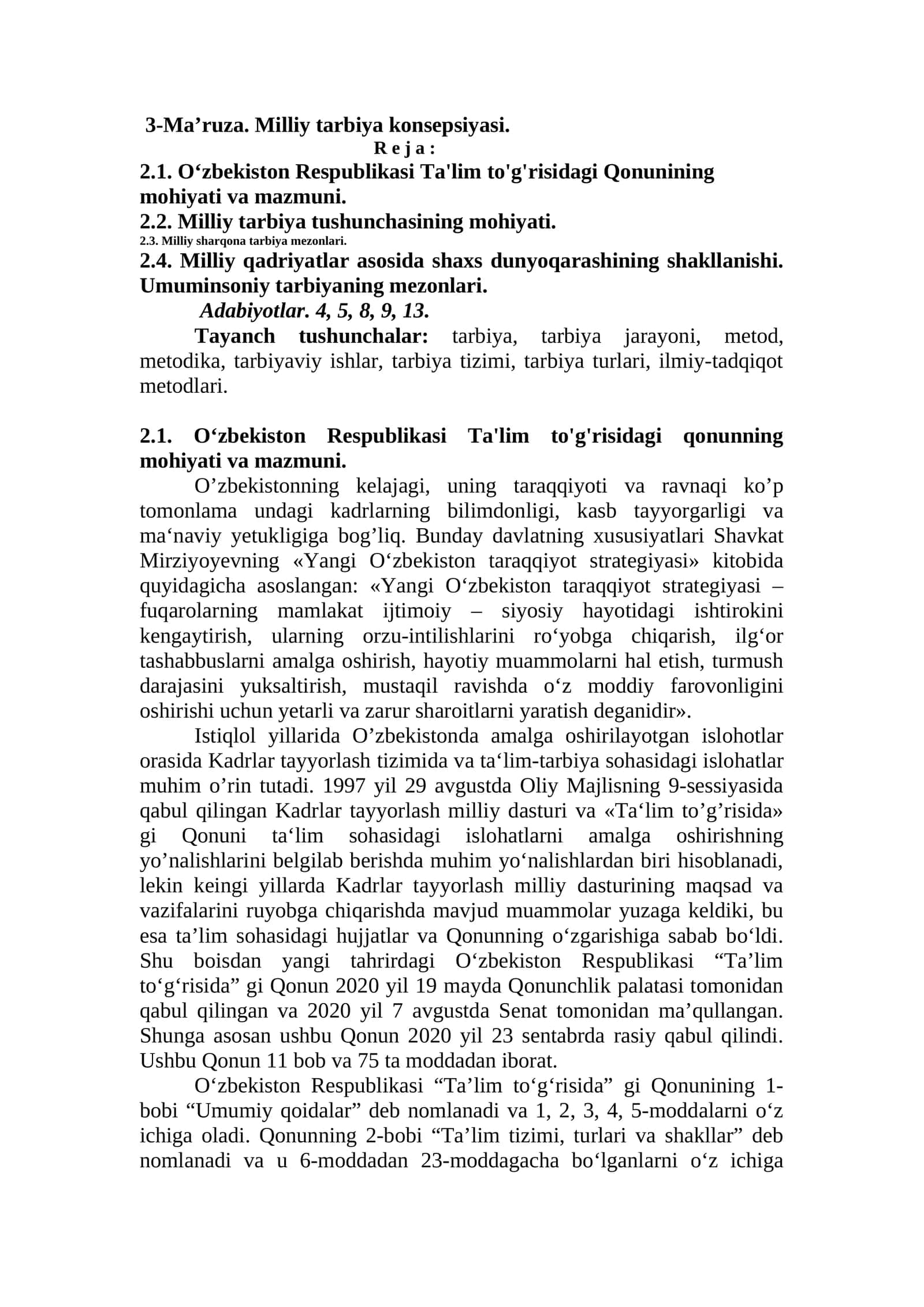 Milliy tarbiya konsepsiyasi 1