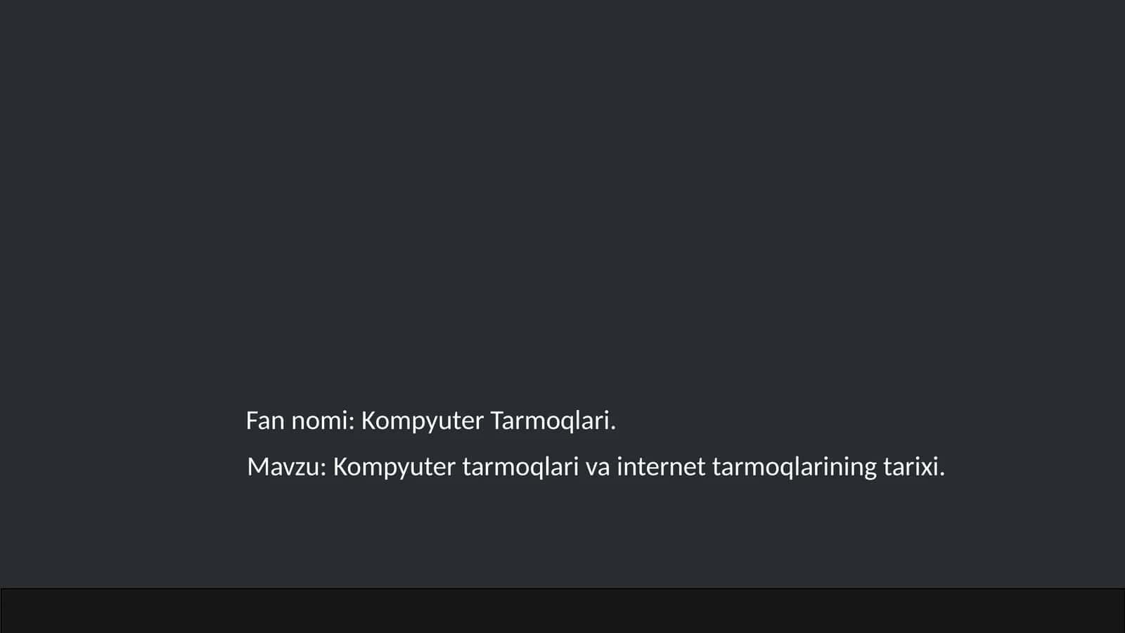 Kompyuter tarmoqlari va internet tarmoqlarining tarixi 1