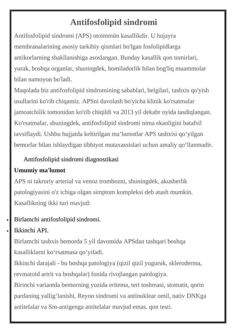 Antifosfolipid sindromi 1