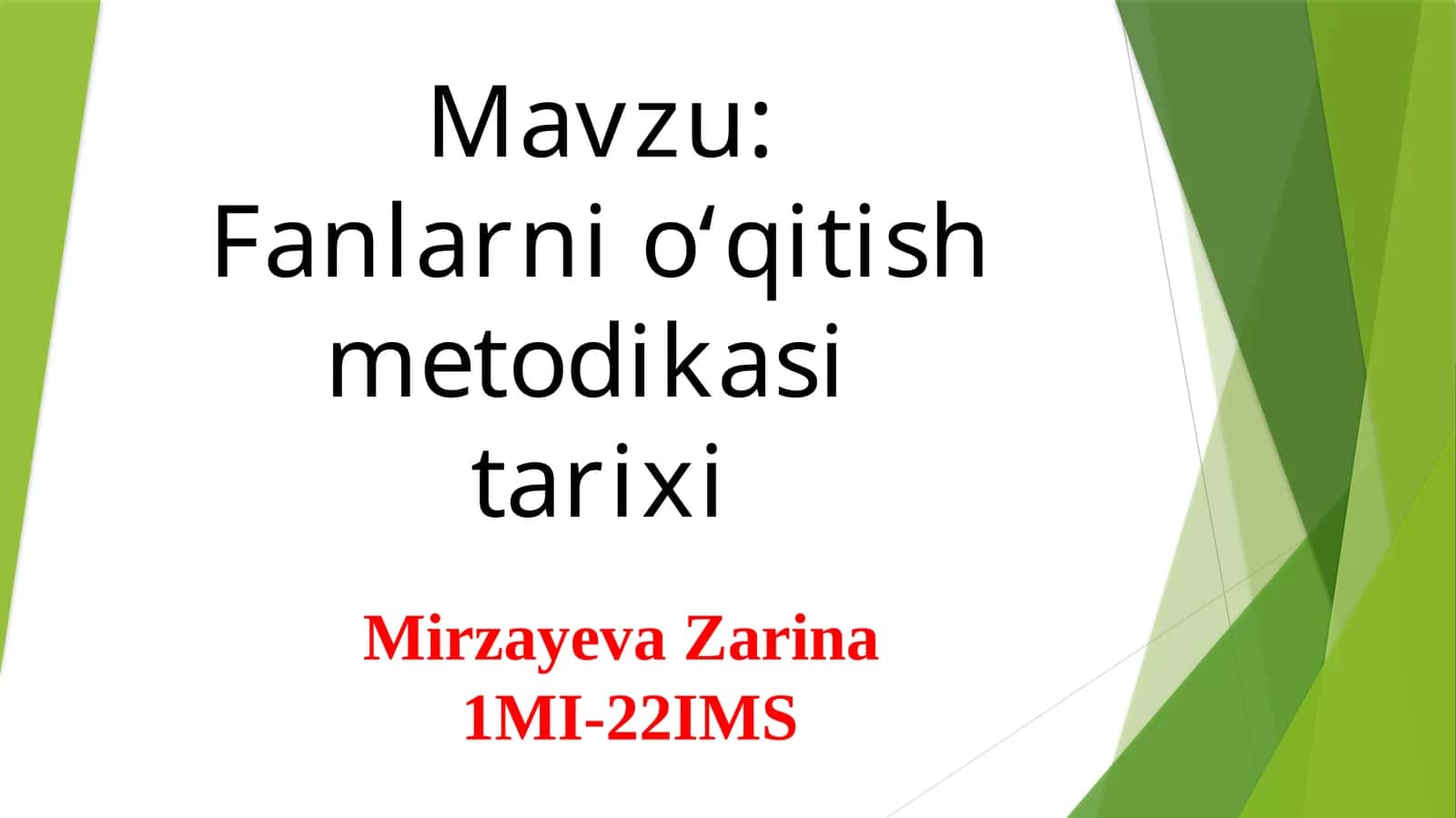 Informatika o‘qitish metodikasi 1