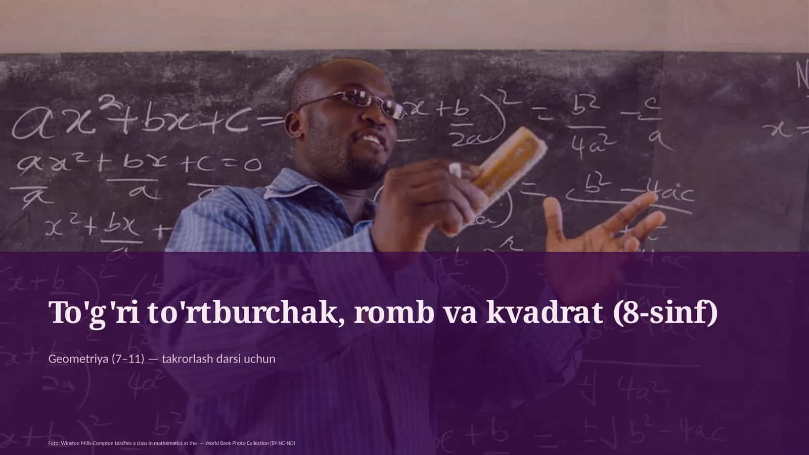 To'g'ri to'rtburchak, romb va kvadrat (8-sinf) 1