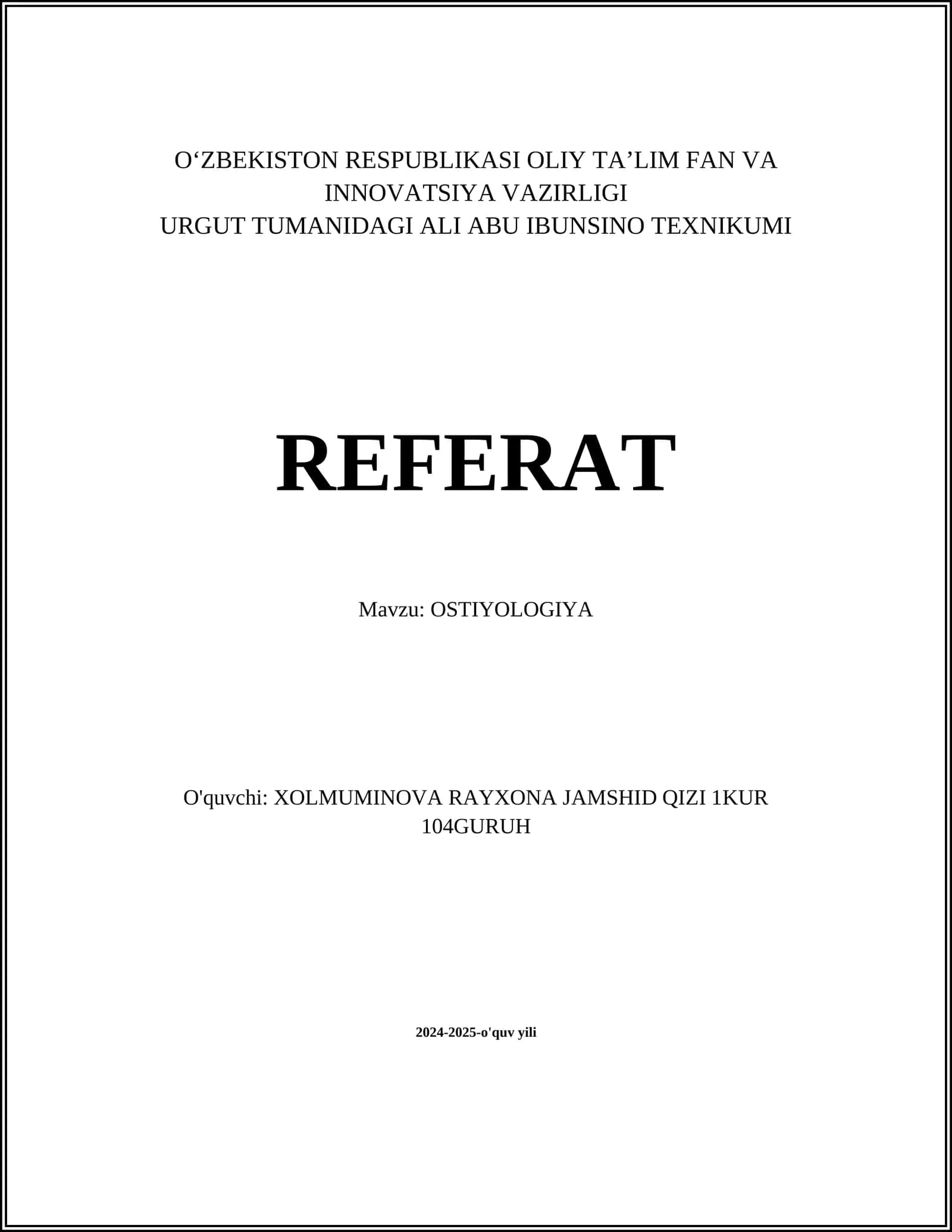 OSTIYOLOGIYA 1