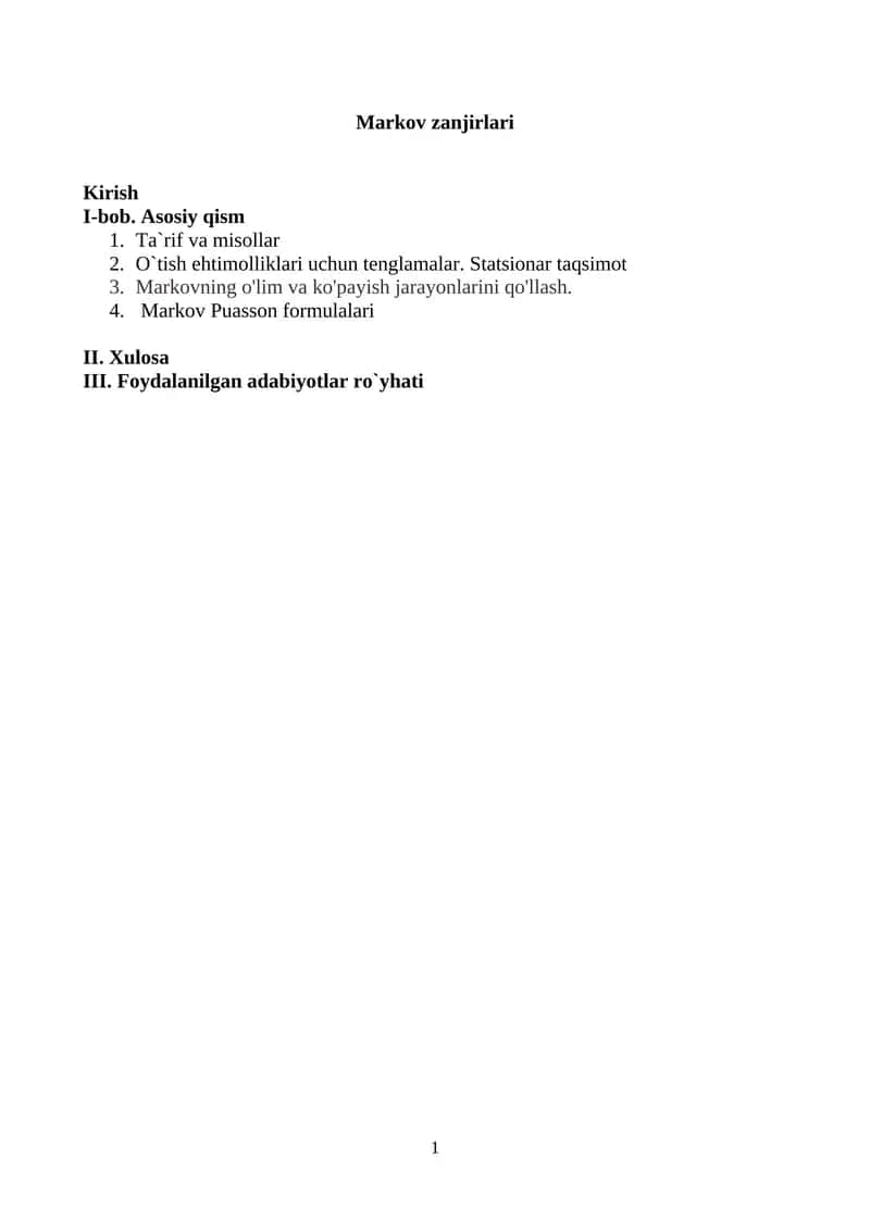 Markov zanjirlari 1