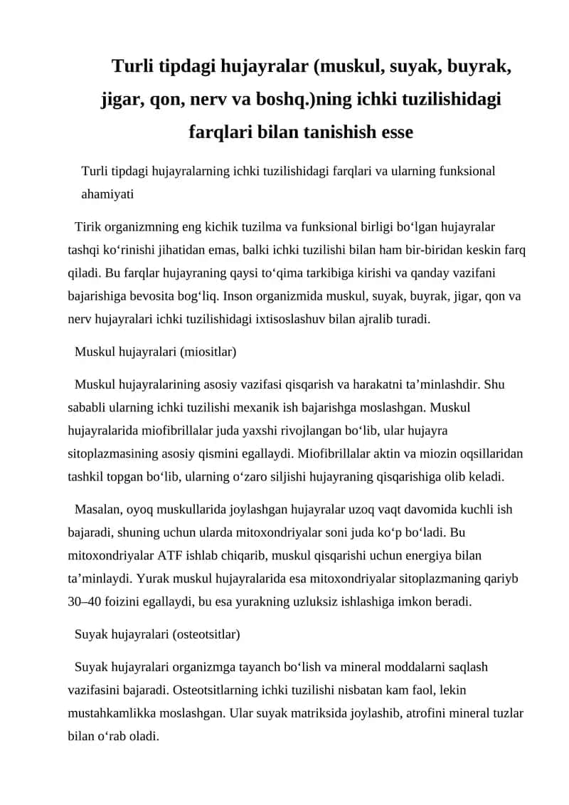 Muskul hujayralari (miositlar) 1
