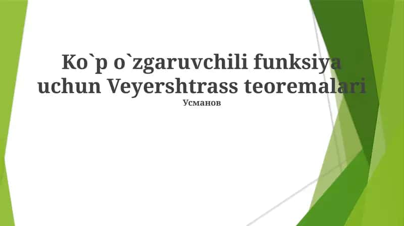 Veyerstrass teoremalari 1