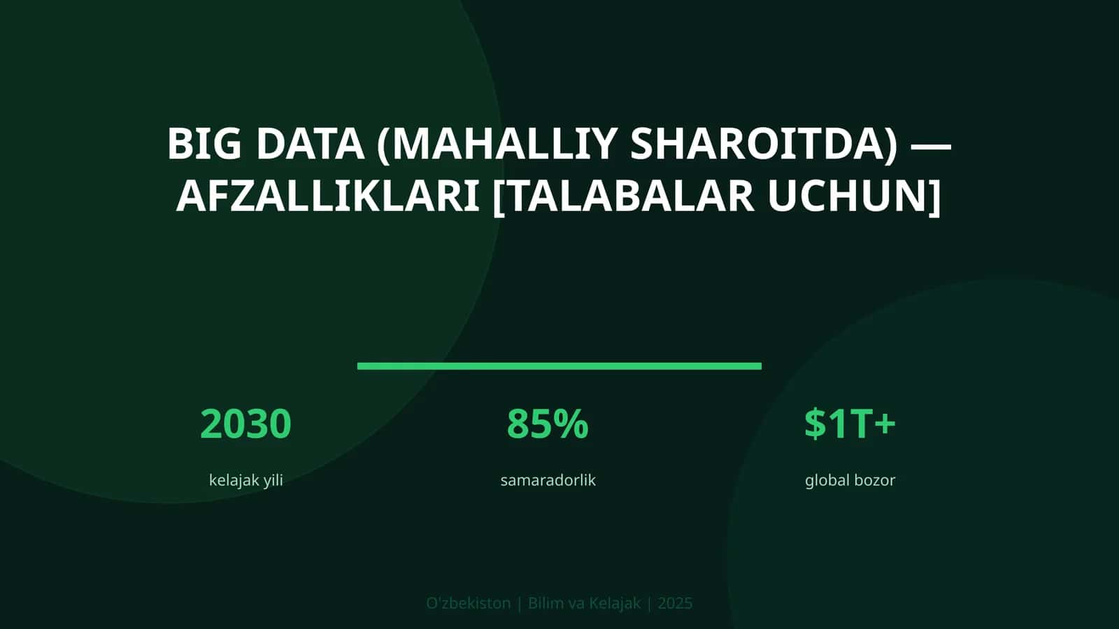 BIG DATA (MAHALLIY SHAROITDA) — AFZALLIKLARI [TALABALAR UCHUN] 1