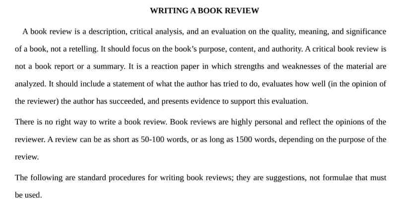 WRITING A BOOK REVIEW 1
