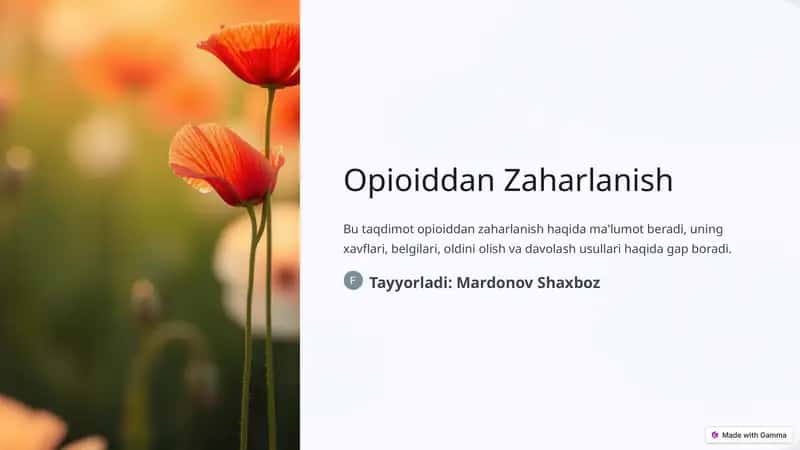 Opioiddan Zaharlanish 1