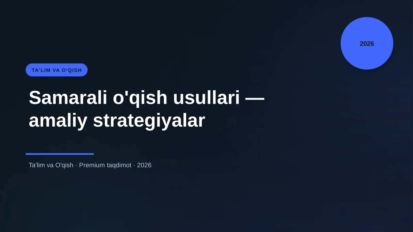 Samarali o'qish usullari — amaliy strategiyalar 1