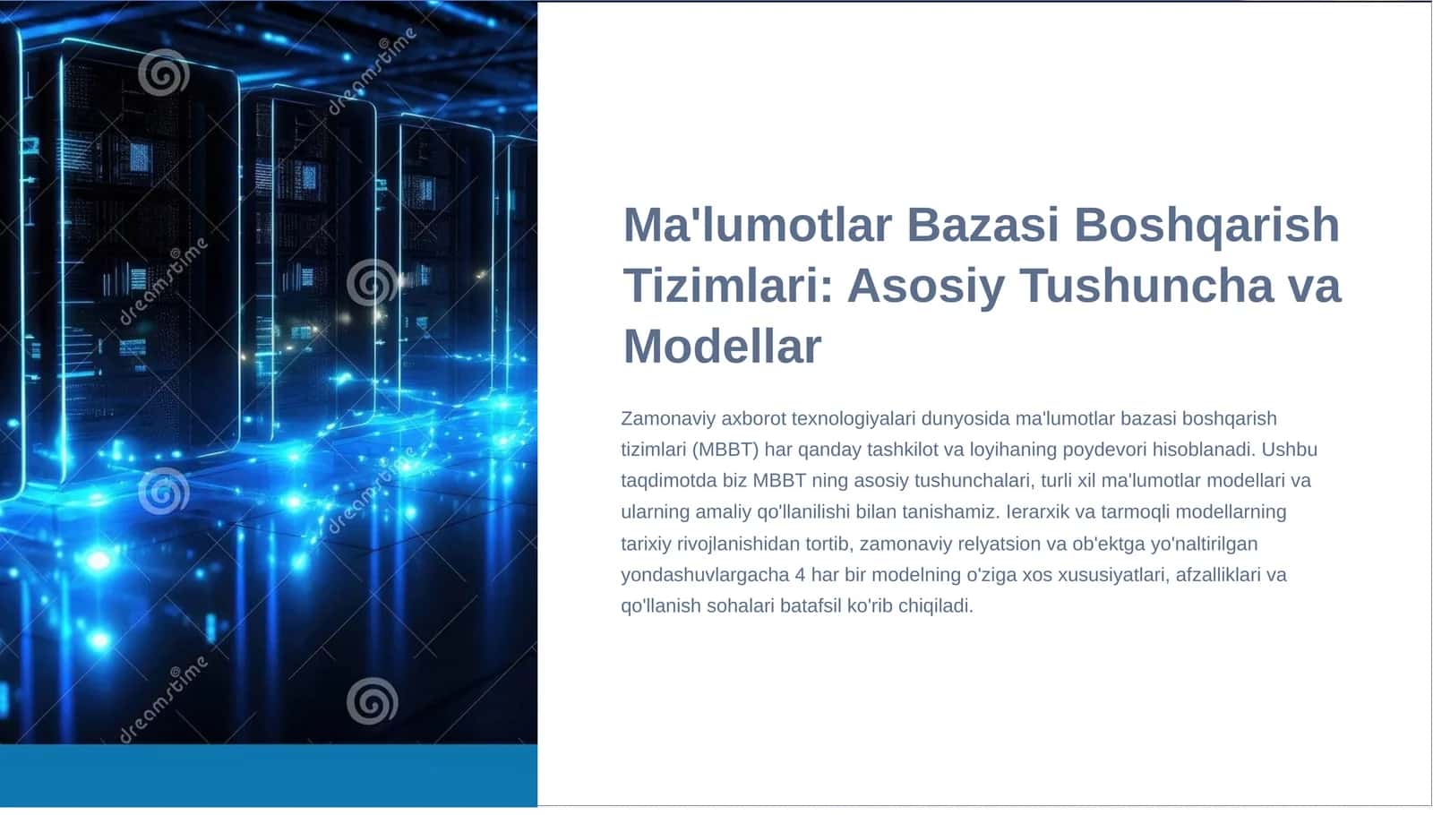 Ma'lumotlar Bazasi Boshqarish Tizimlari 1