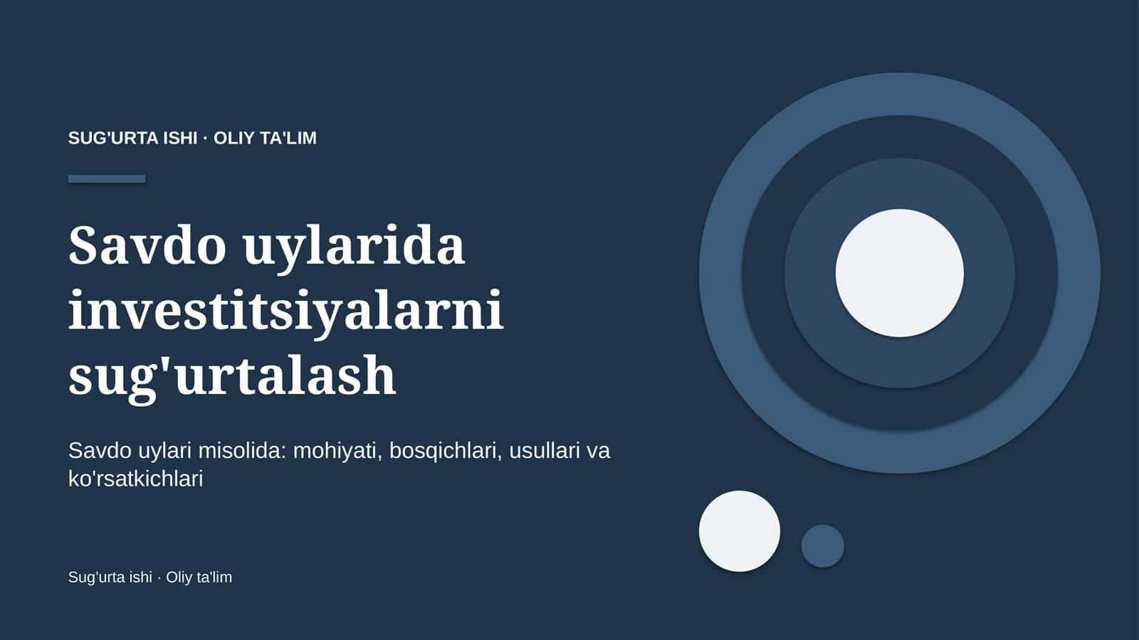 Savdo uylarida investitsiyalarni sug'urtalash 1