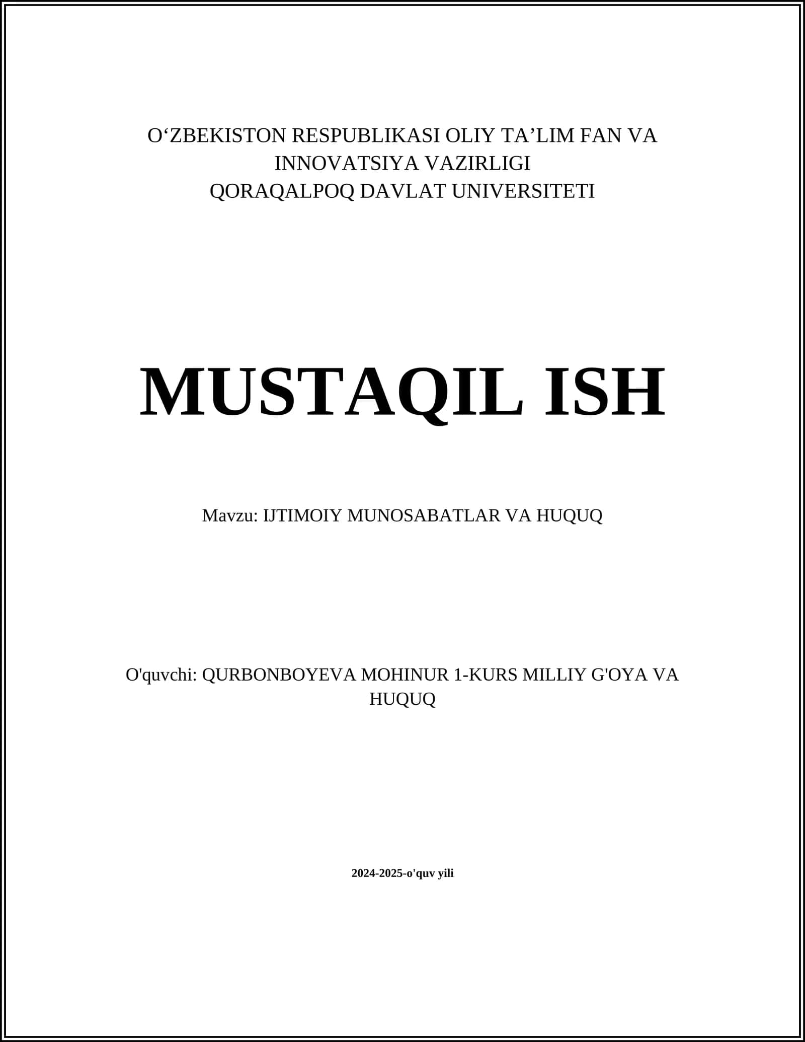IJTIMOIY MUNOSABATLAR VA HUQUQ 1