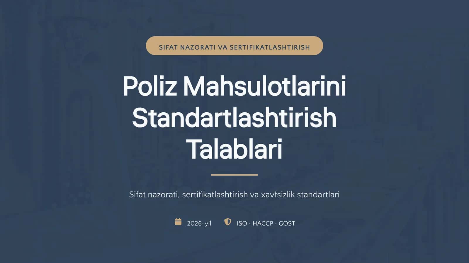 SIFAT NAZORATI VA SERTIFIKATLASHTIRISH 1