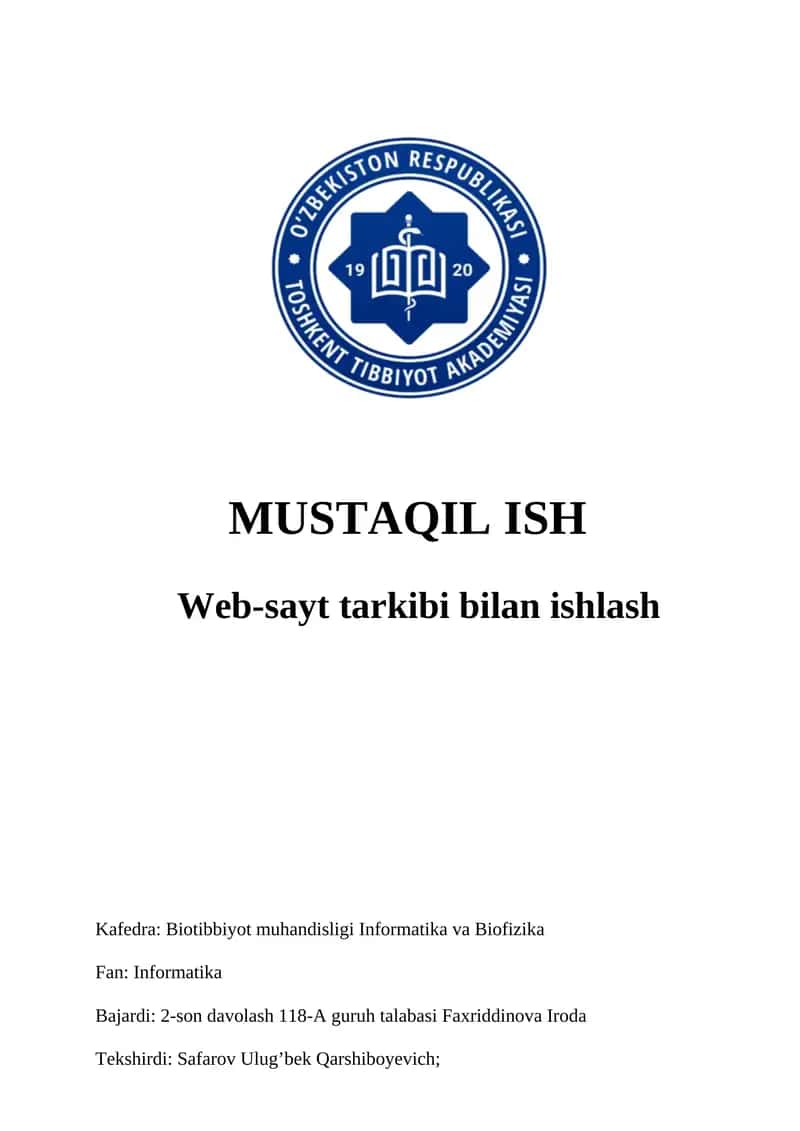 Web-sayt tarkibi bilan ishlash 1