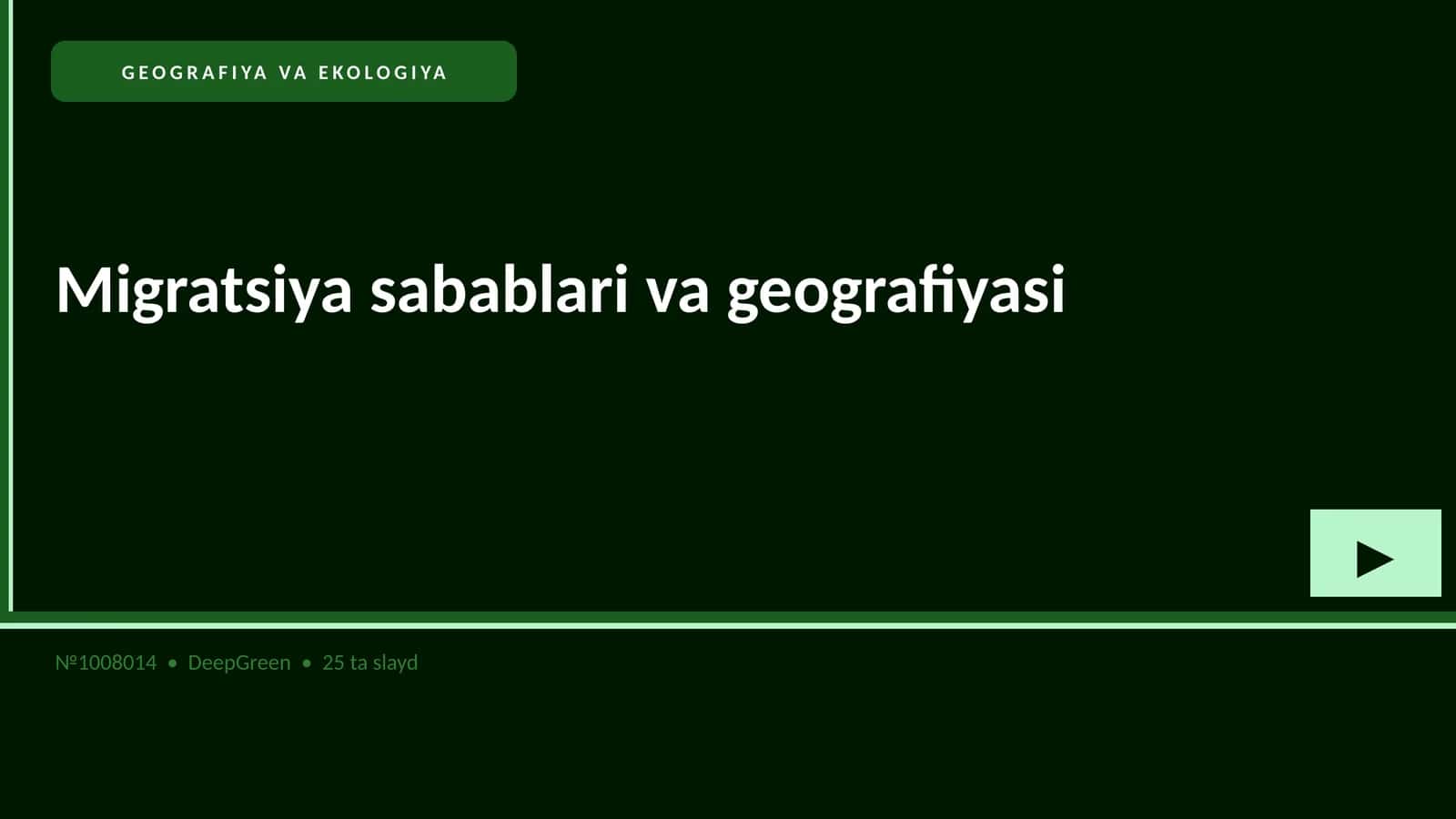 Migratsiya sabablari va geografiyasi 1