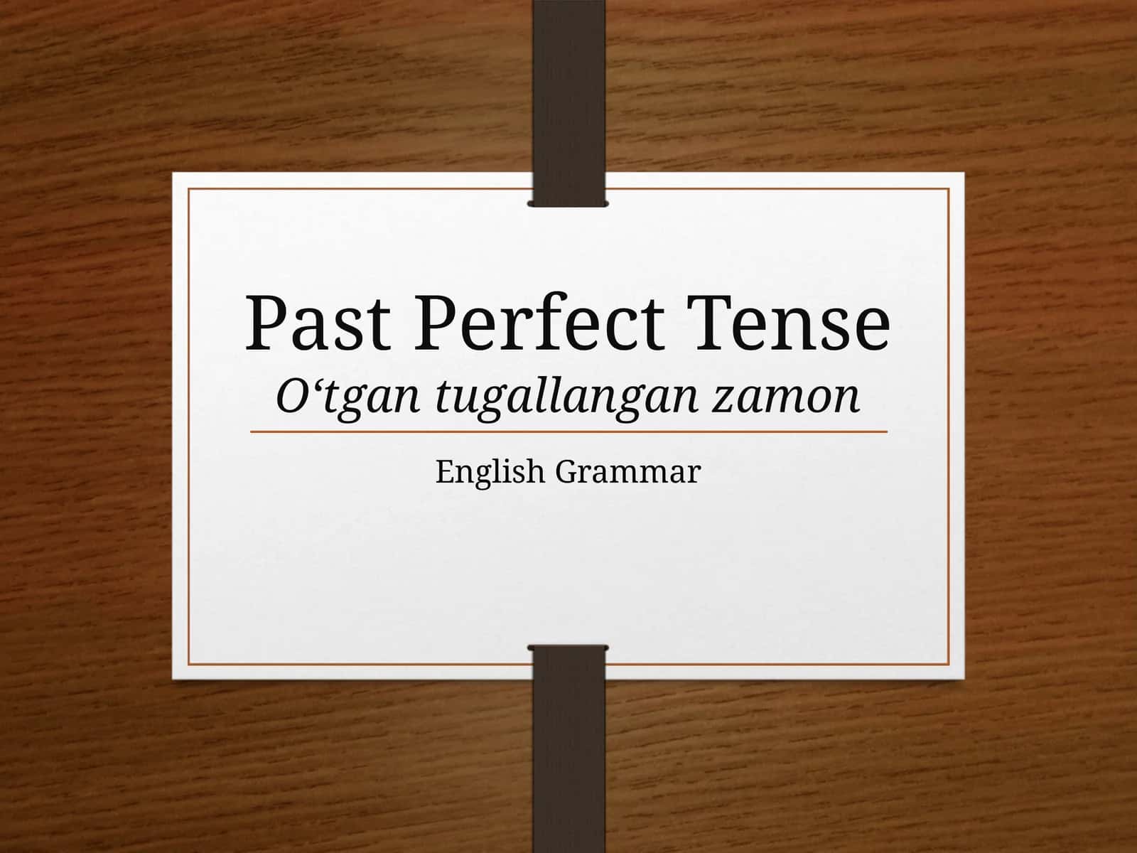 Past Perfect Tense 1