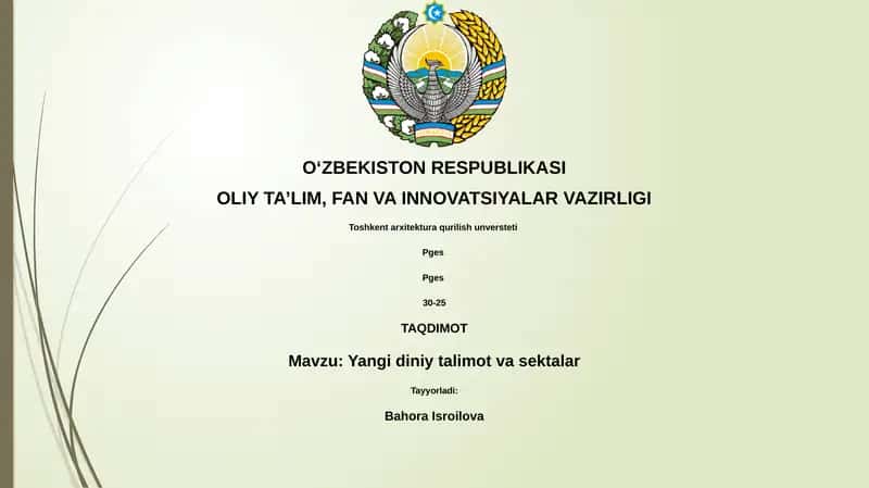 Yangi diniy talimot va sektalar 1