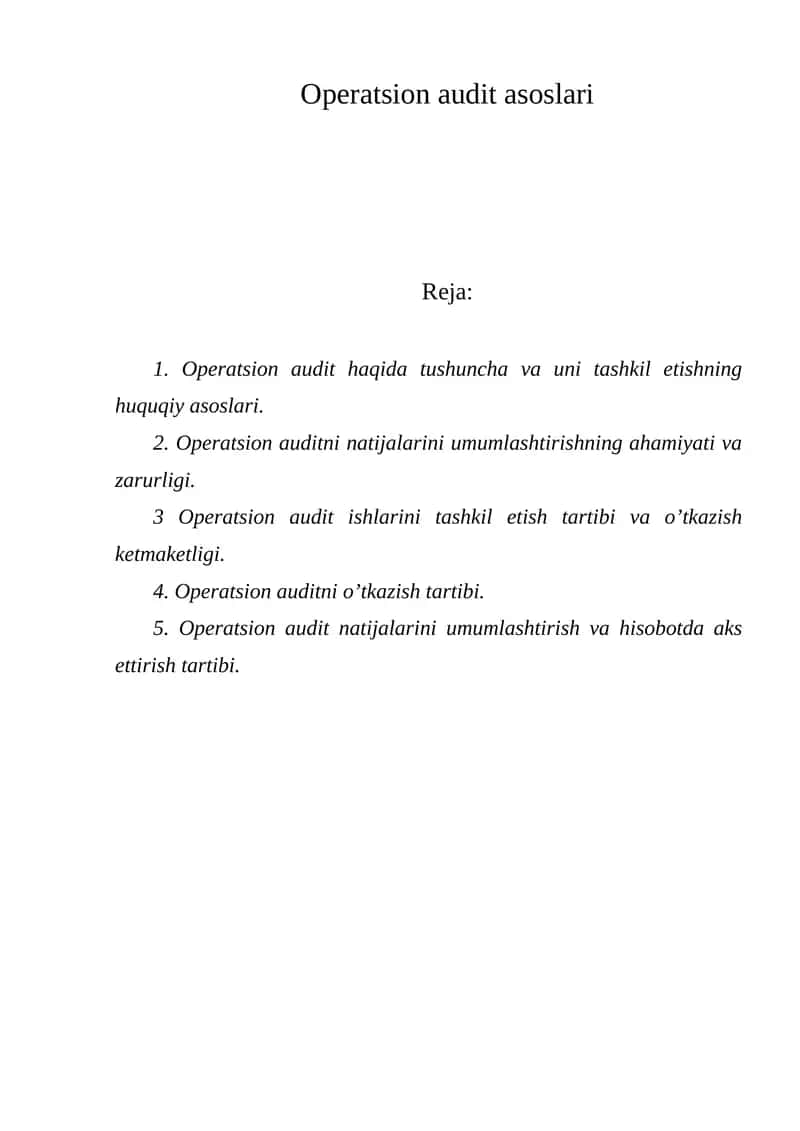 Operatsion audit asoslari 1
