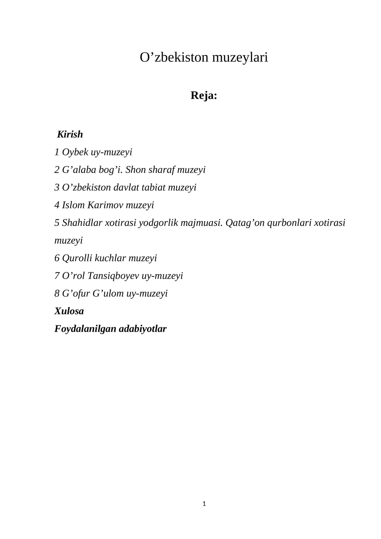 O’zbekiston muzeylari 1