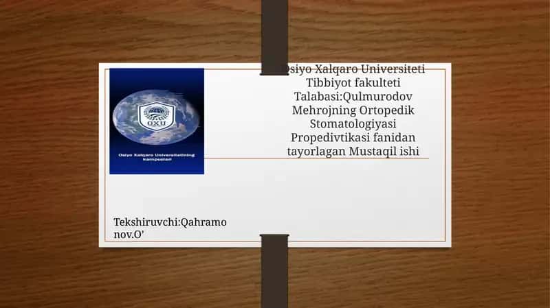 Ortopedik Stomatologiya Propedevtika 1