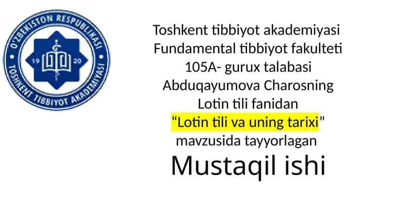 Charosning Lotin tili fanidan 1