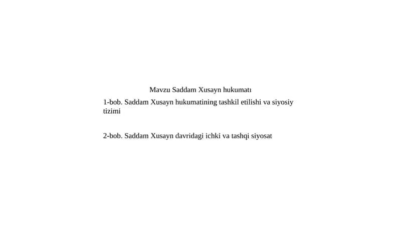 Saddam Xusayn hukumati 1