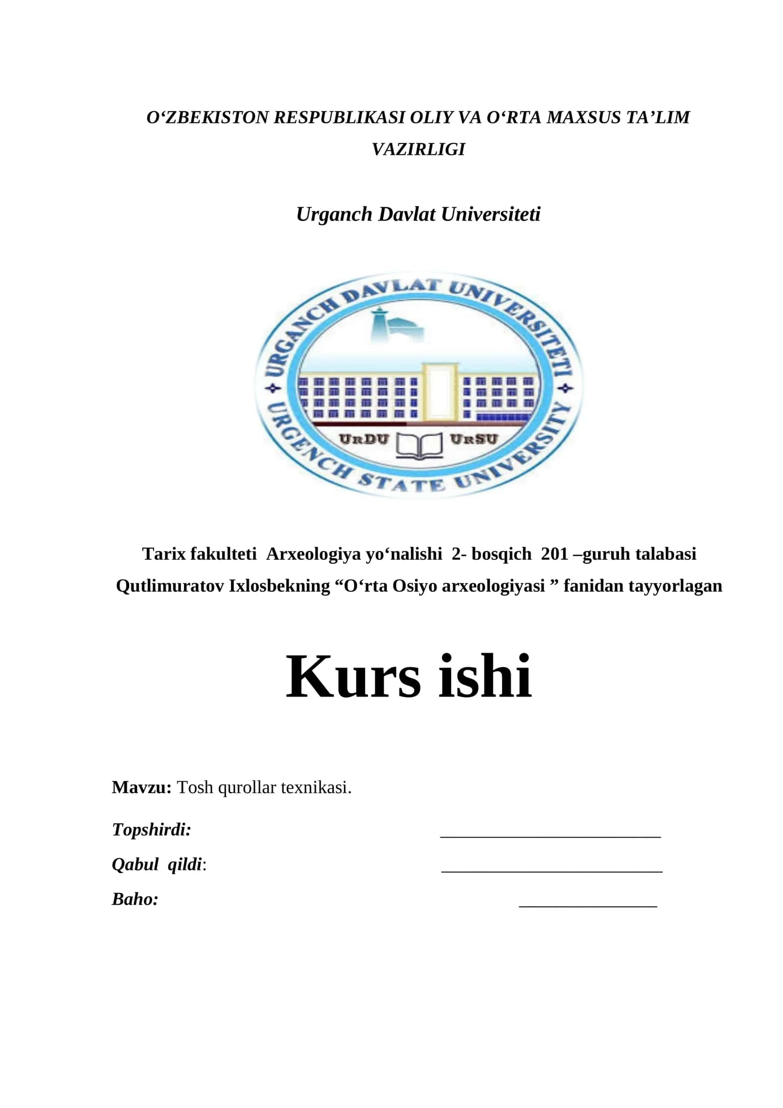 Tosh qurollar texnikasi 1