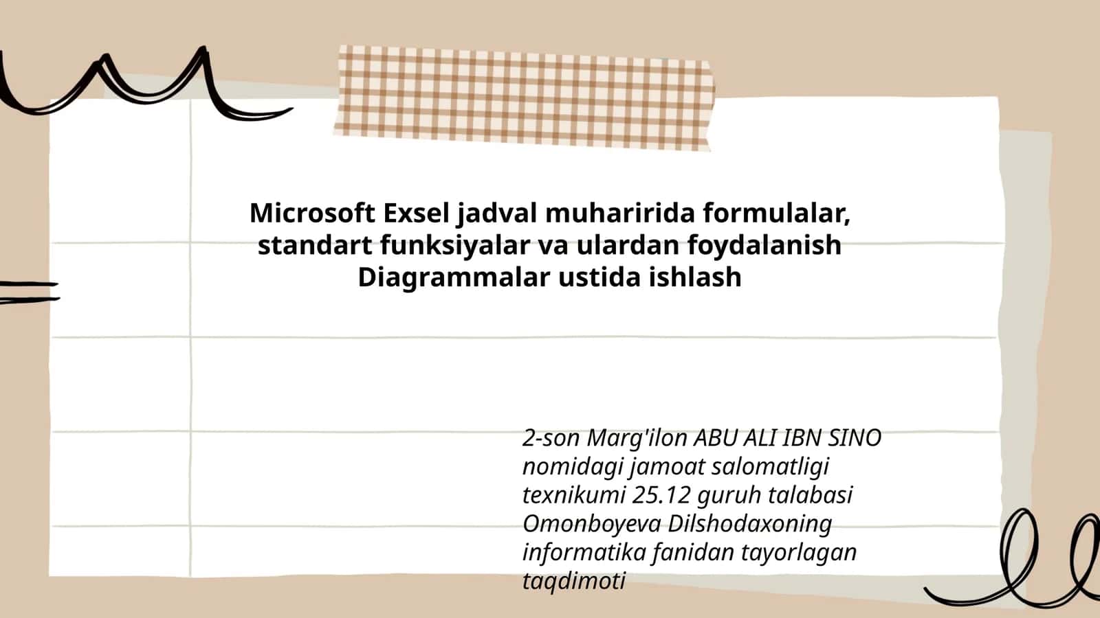 Microsoft Exsel jadval 1