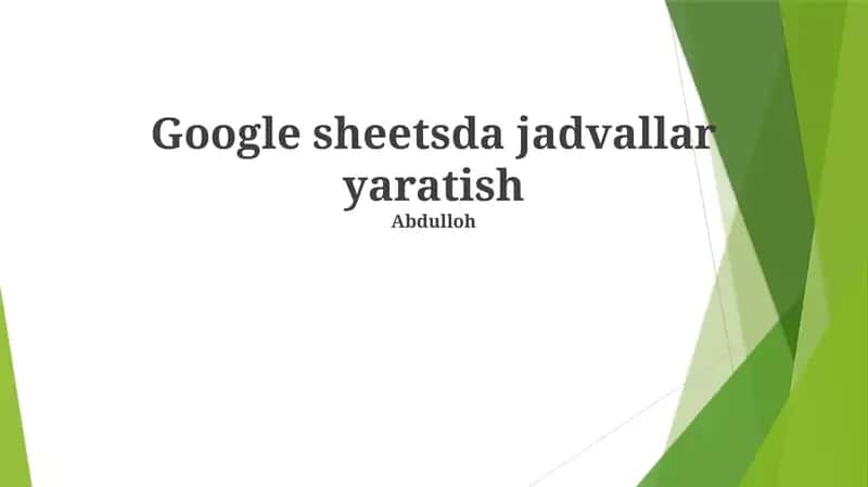 Google sheetsda jadvallar yaratish 1