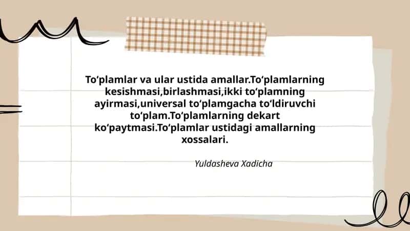 Toʻplamlar va ular ustida amallar 1
