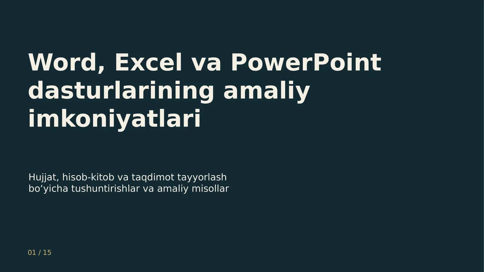 Word, Excel va PowerPoint 1