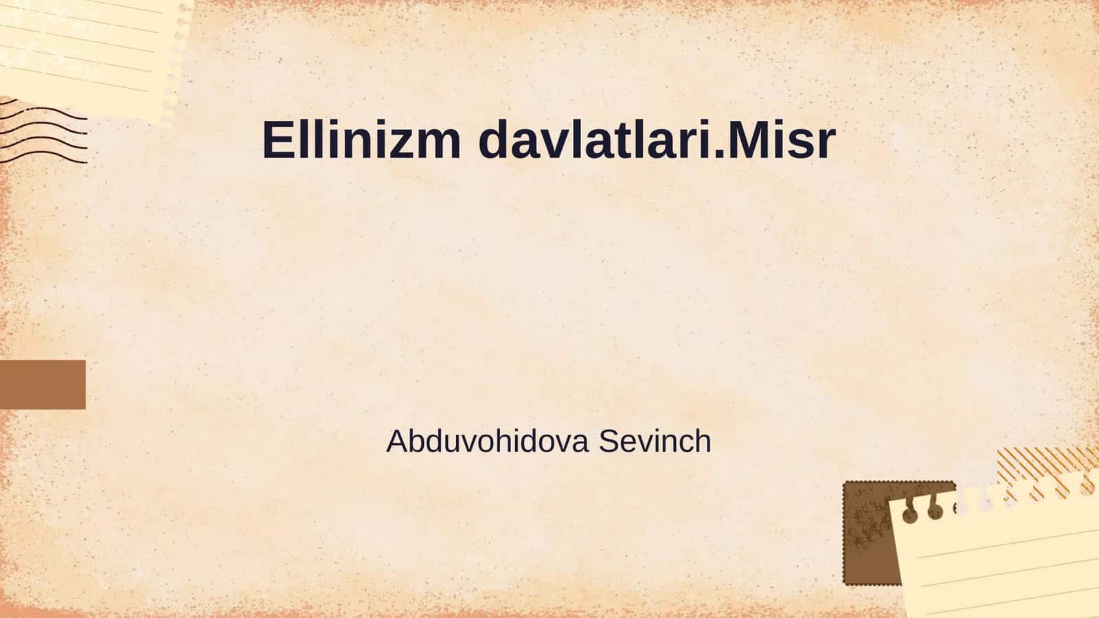 Ellinizm davlatlari.Misr 1