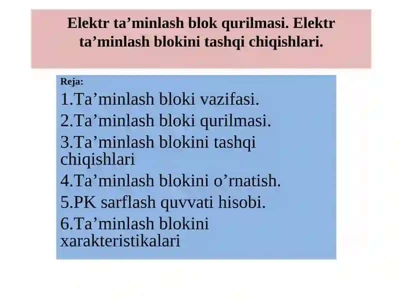 Elektr ta’minot bloki