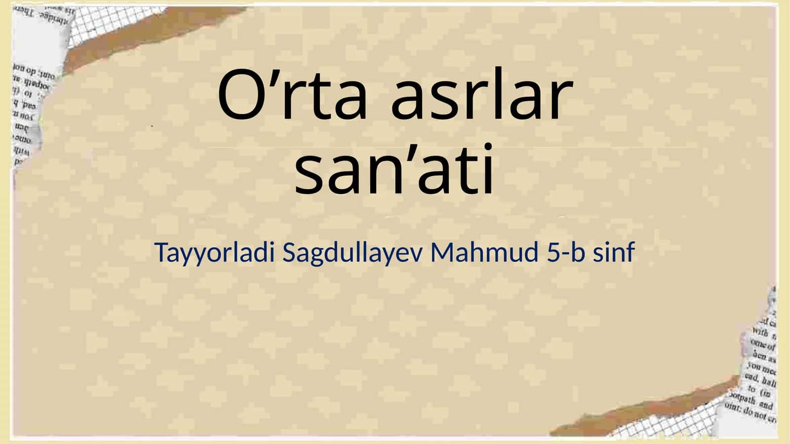 O’rtaasrlarsan’ati 1