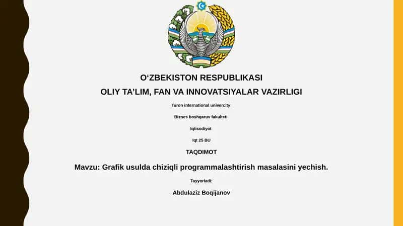 Grafik usulda chiziqli programmalashtirish 1
