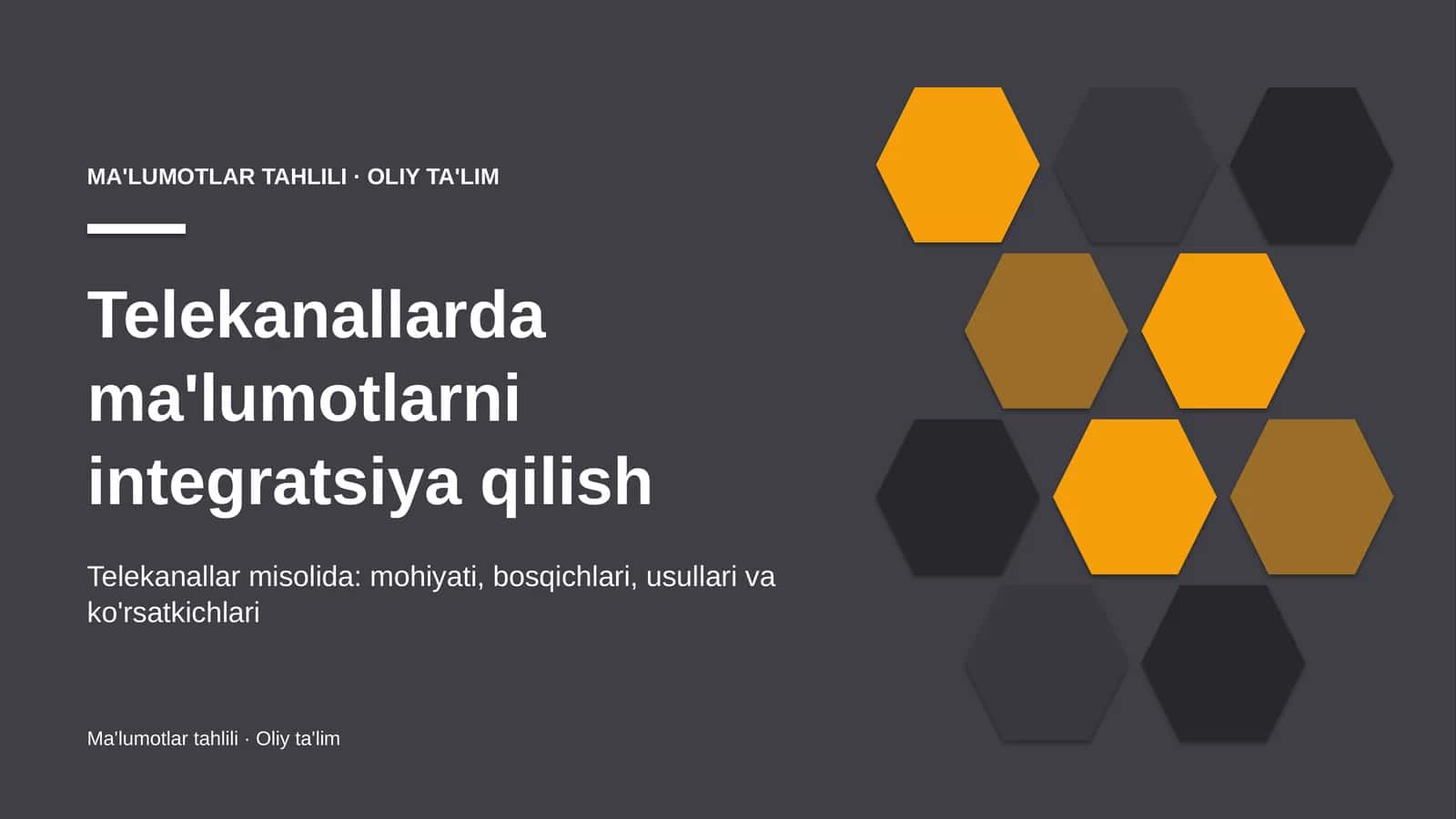 Telekanallarda ma'lumotlarni integratsiya qilish 1