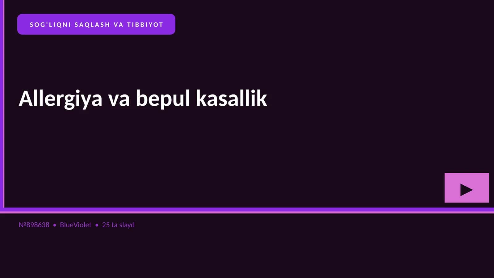 SOG'LIQNI SAQLASH VA TIBBIYOT 1