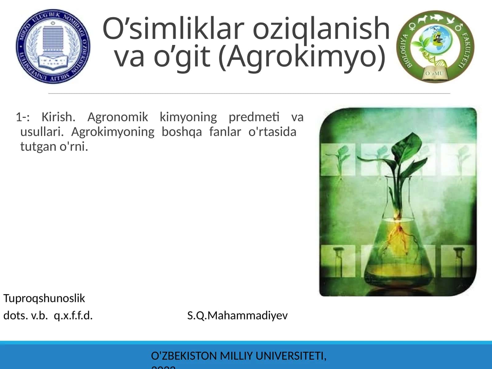 O’simliklar oziqlanishi va o’git (Agrokimyo) 1