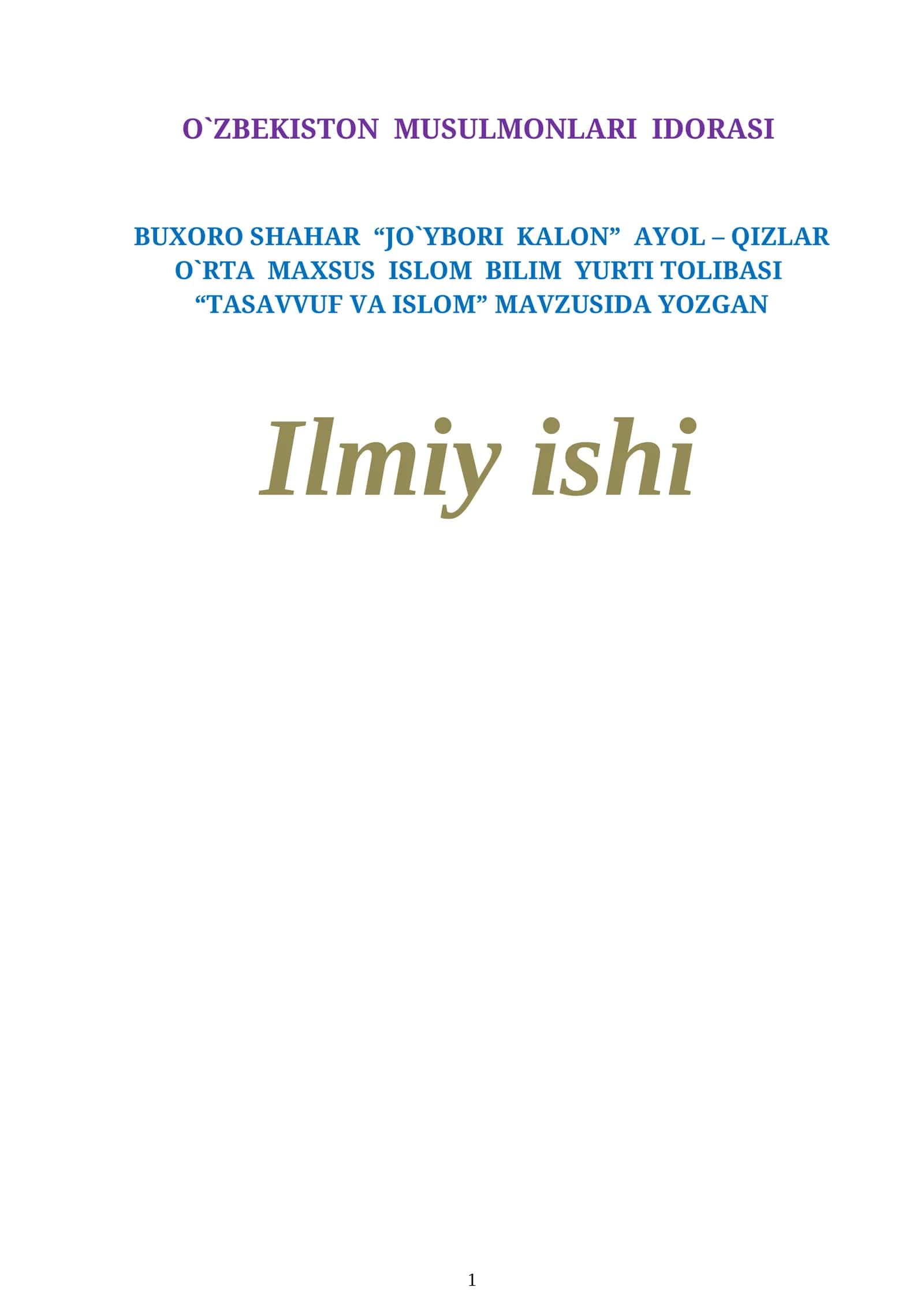 TASAVVUF VA ISLOM 1