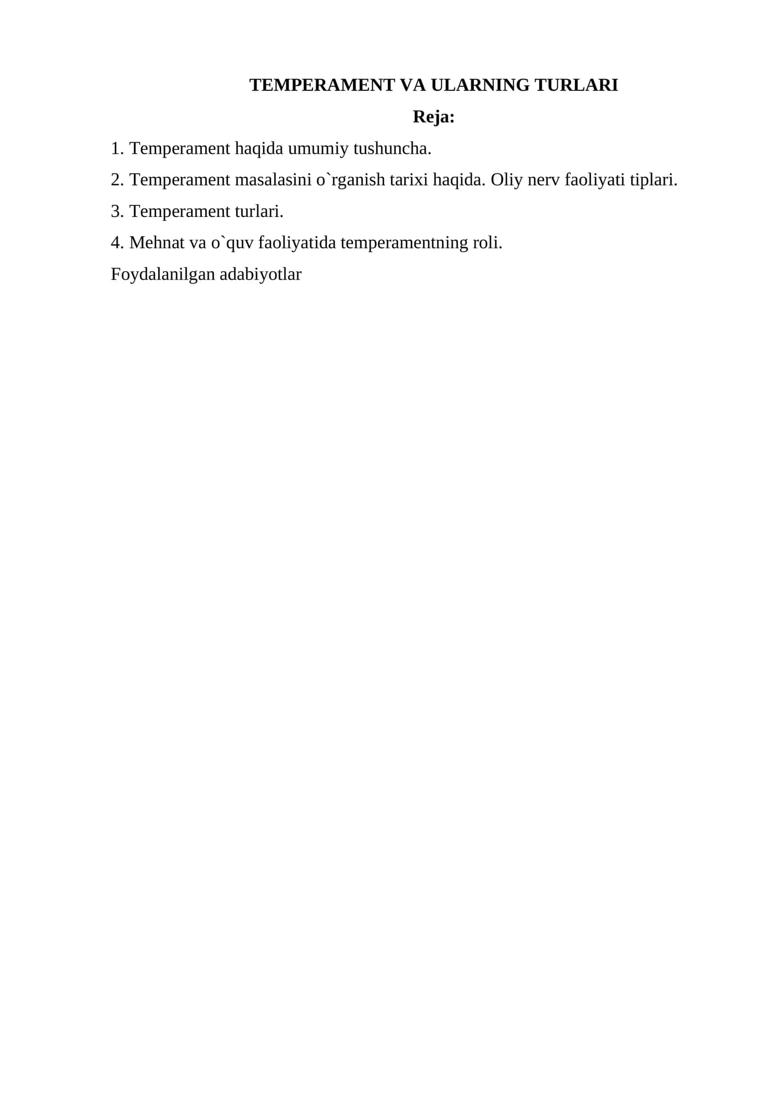 TEMPERAMENT VA ULARNING TURLARI 1