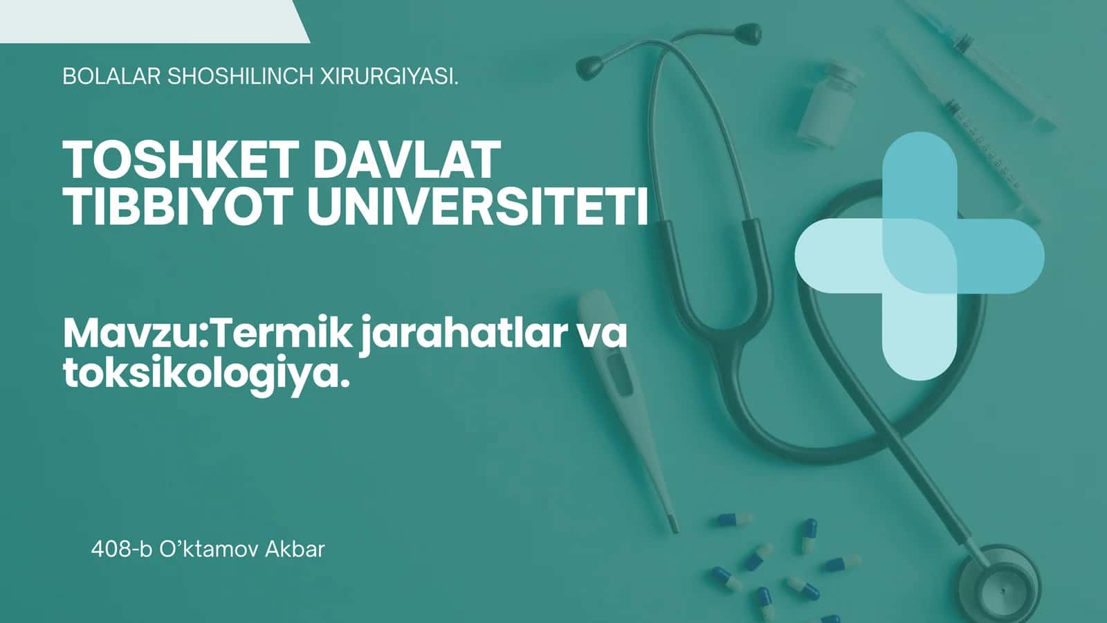 Termik Jarohatlar va Toksikologiya 1