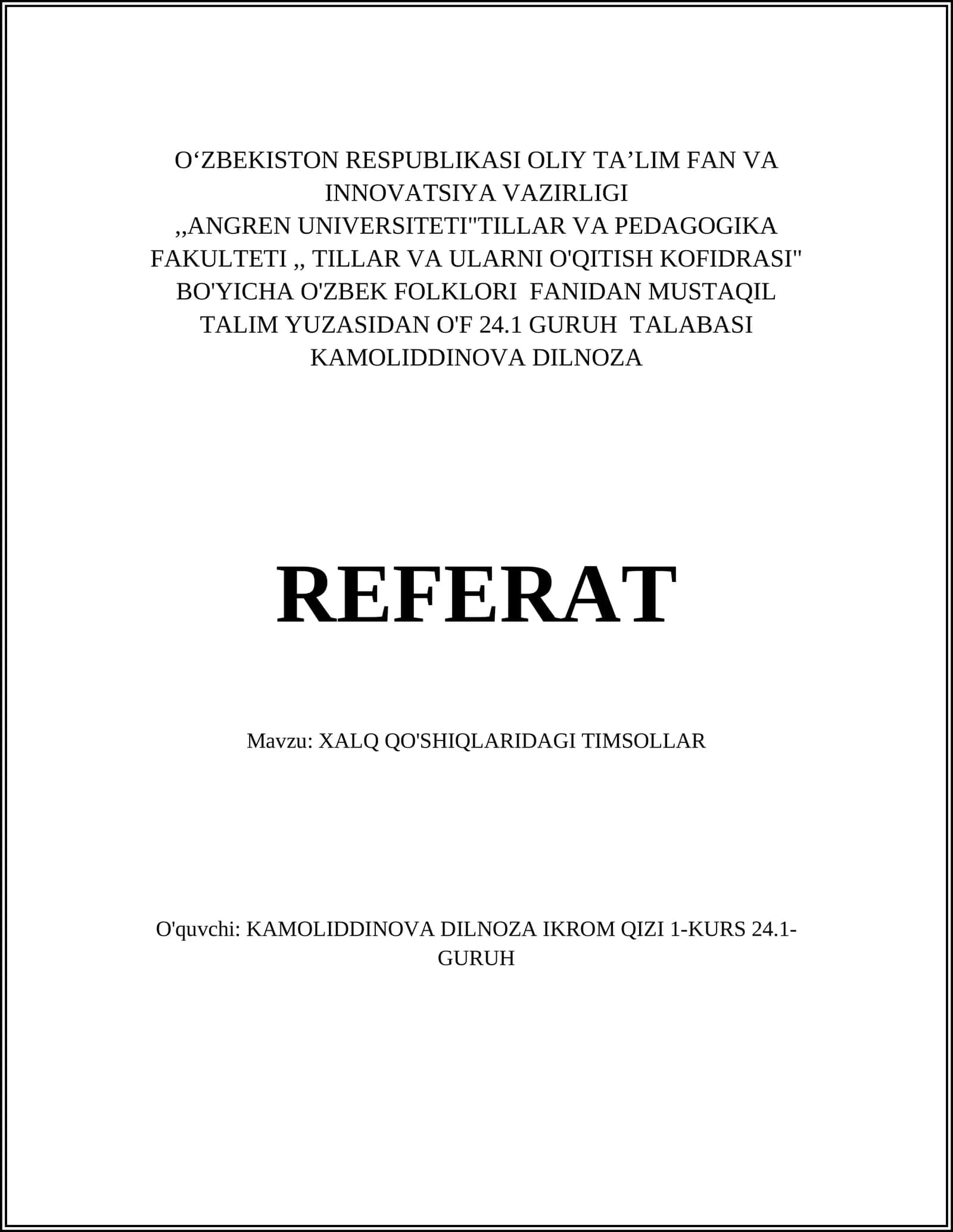 XALQ QO'SHIQLARIDAGI TIMSOLLAR 1